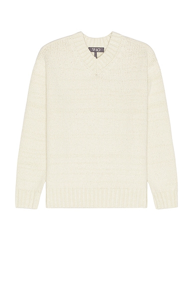 WAO Slub Yarn V-neck Sweater in Ivory