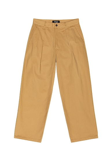 WAO Wide Leg Pleated Trouser in Brown