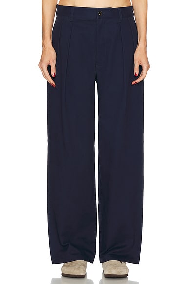 WAO Wide Leg Pleated Trouser in Navy