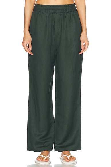 WAO Relaxed Linen Pants in Forest Green