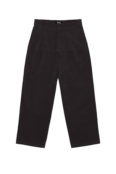 WAO Wide Leg Pleated Corduroy Pant in Charcoal