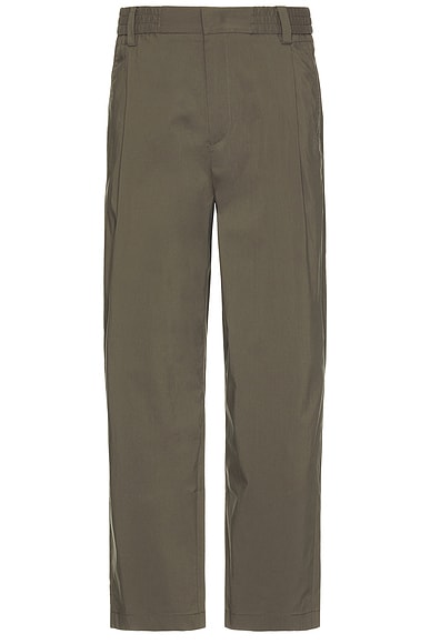 WAO Relaxed Nylon Pleated Pant in Khaki