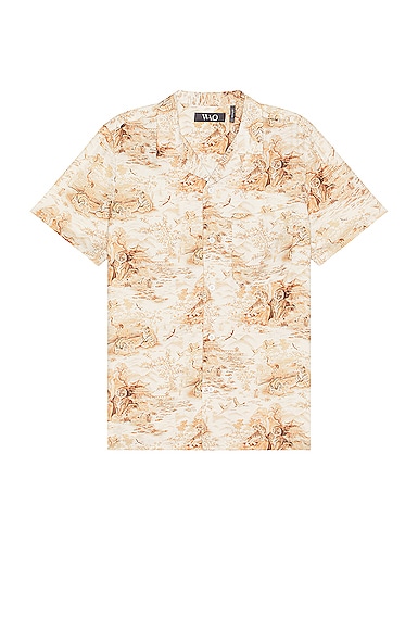 WAO The Camp Shirt in Taupe Tiger Scene