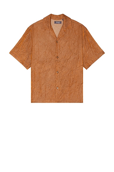 WAO Crinkled Short Sleeve Shirt in Brown