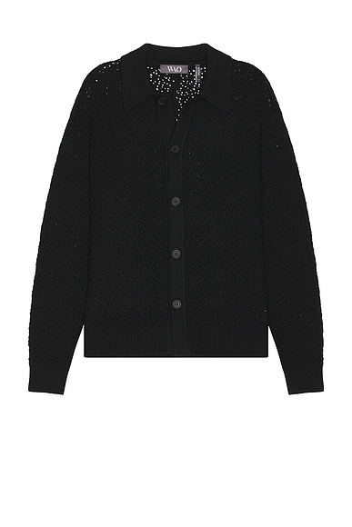 WAO Open Knit Long Sleeve Shirt in Black