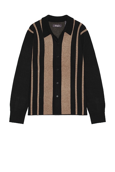 Vertical Stripe Knitted Work Shirt