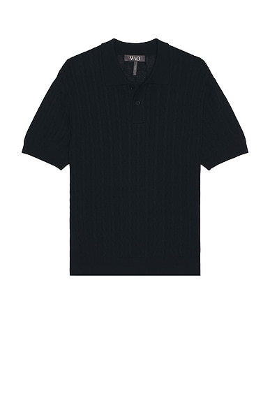 Cable Knit Short Sleeve Polo