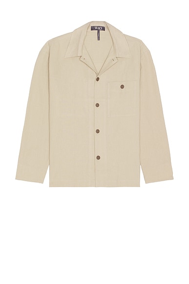 WAO The Linen Shirt Jacket in Light Beige