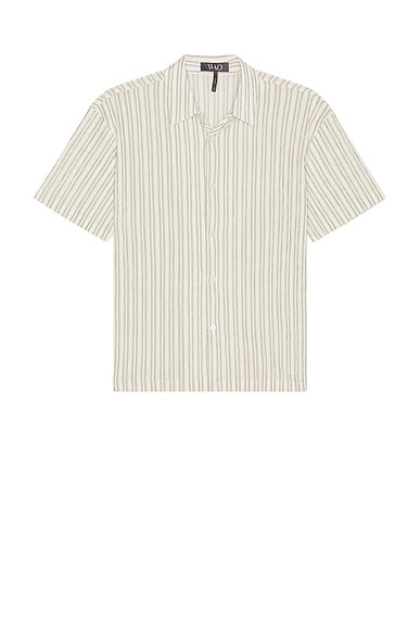 WAO Relaxed Stripe Short Sleeve Shirt in Off White
