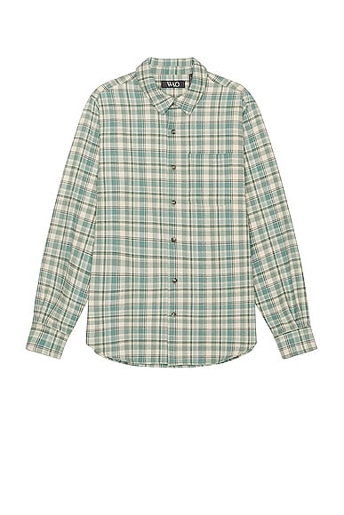 WAO The Flannel Shirt in Blue & Cream