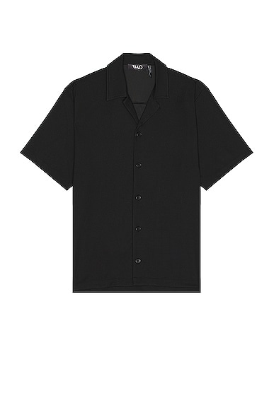 WAO Ribbed Knit Camp Shirt in Black