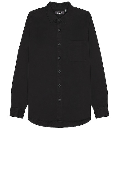 Shop Wao Long Sleeve Twill Shirt In Black