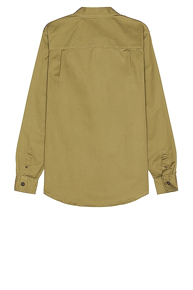 Shop Wao Long Sleeve Twill Shirt In Olive