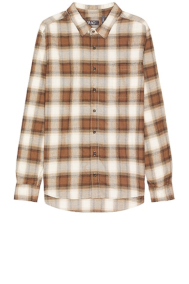 Shop Wao The Flannel Shirt In Brown & Cream