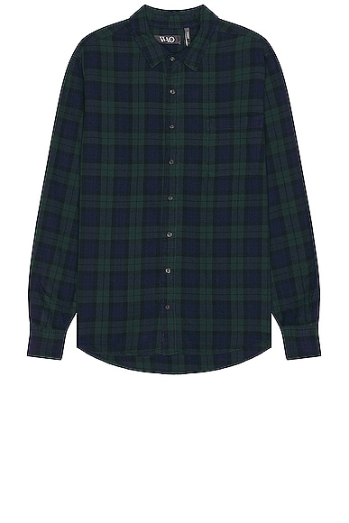 Shop Wao The Flannel Shirt In Navy & Green