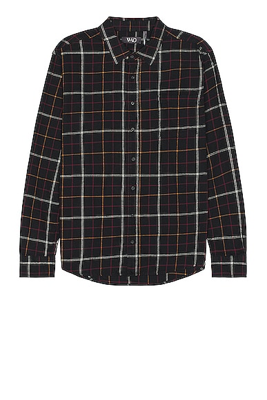 Shop Wao The Flannel Shirt In Black & Burgundy