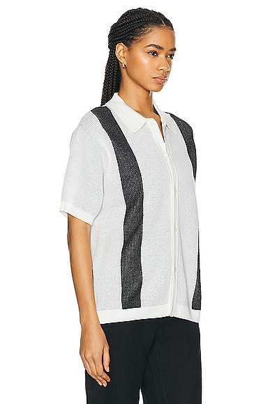 Shop Wao Short Sleeve Knit Shirt In White & Black