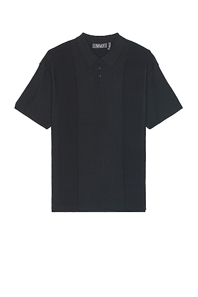 WAO Short Sleeve Knit Polo in Black
