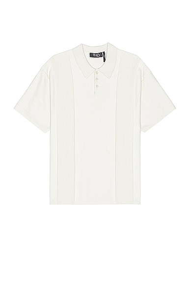 WAO Short Sleeve Knit Polo in Off White