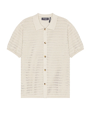 WAO Open Knit Short Sleeve Shirt in Oatmeal
