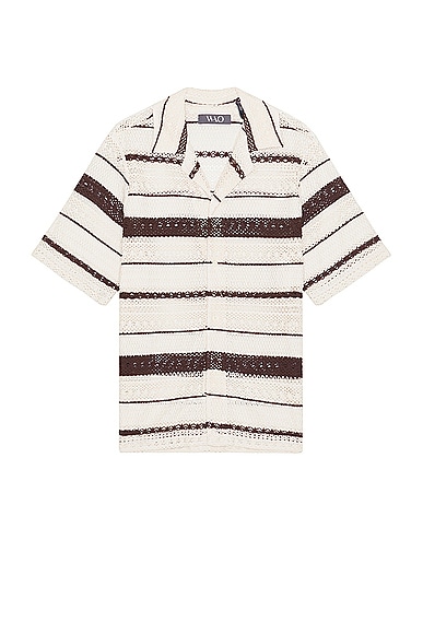 Crochet Stripe Camp Shirt