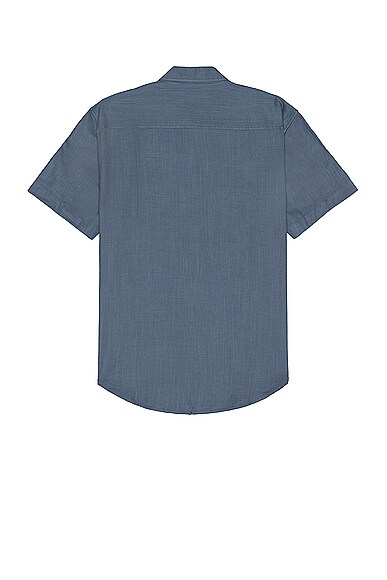 Shop Wao Short Sleeve Slub Shirt In Indigo