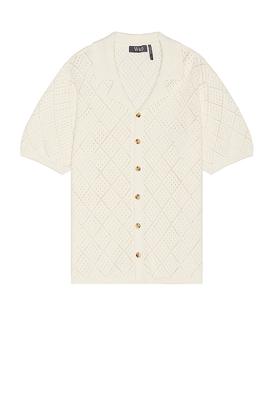 WAO Open Knit Camp Shirt in Cream