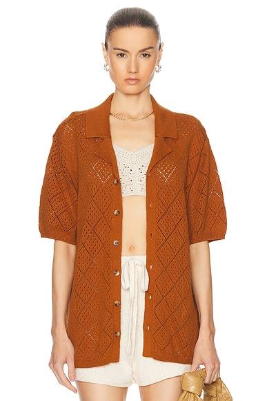 Open Knit Camp Shirt