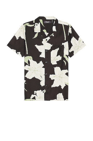 WAO The Camp Shirt in Black White Floral