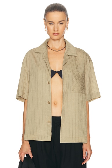 Vertical Stripe Short Sleeve Shirt
