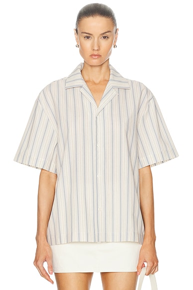 Textured Stripe Camp Shirt