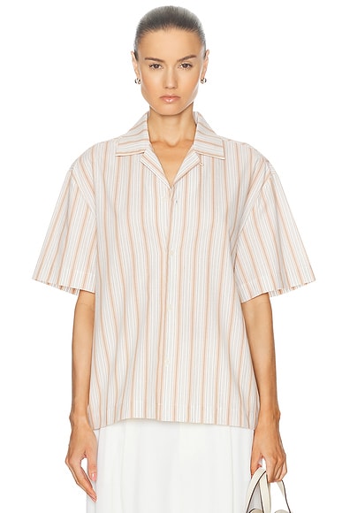 Textured Stripe Camp Shirt