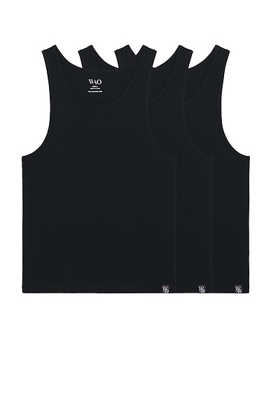 WAO The Relaxed Tank 3 Pack in black