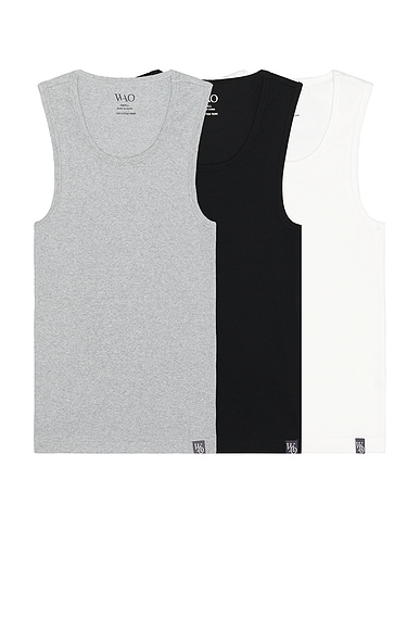 WAO The Fitted Tank 3 Pack in bwg multi pack