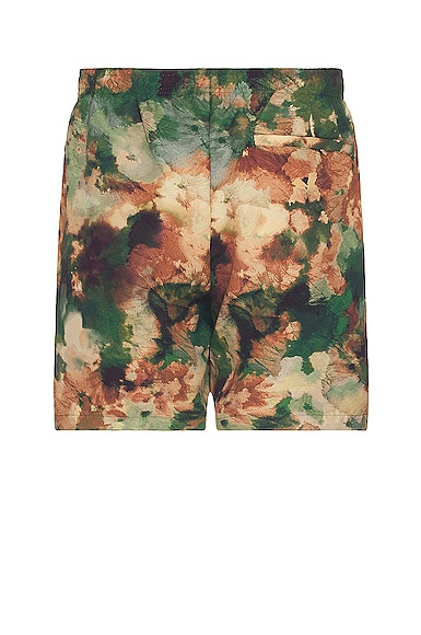 Shop Wao The Swim Short In Olive Brown Abstract
