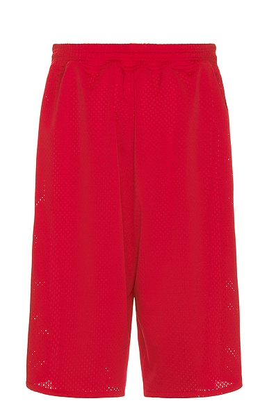 Shop Willy Chavarria Tacombi Pleated Basketball Shorts In Red & White