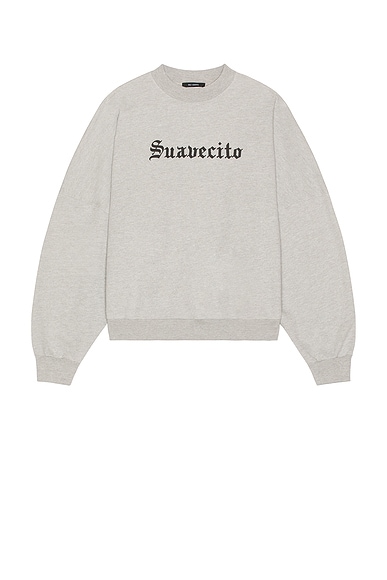 Willy Chavarria Suavacito Hooligan Crew Neck Sweatshirt in Heather Grey
