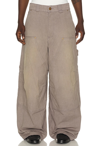 Willy Chavarria Stockton Double Knee Pant in Concrete