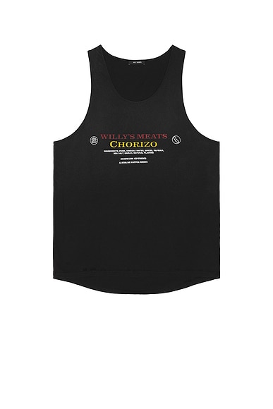Willy Chavarria Chorizo Destroyed Tank Top in Washed Black