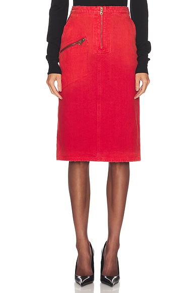 Willy Chavarria Workwear Zipped Skirt in High Risk Red