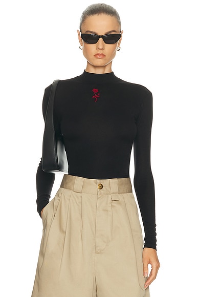 Willy Chavarria Gabriela Mock Neck Top in Black Beauty
