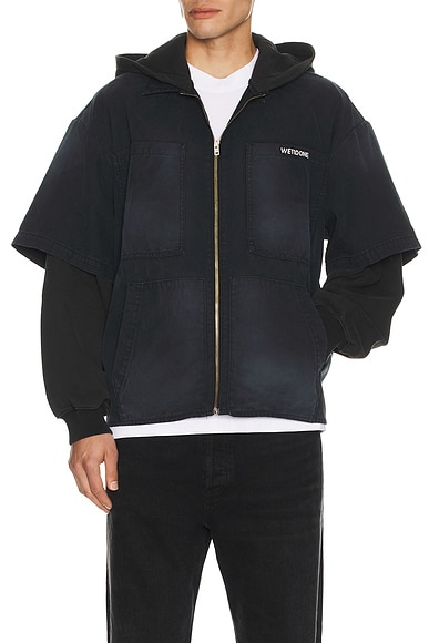 Faded Layered Hoodie Jacket