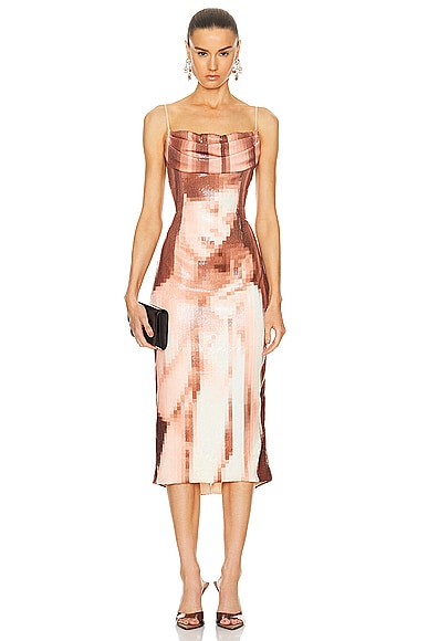 Lady Of The Drapes Spaghetti Strap Dress in Nude