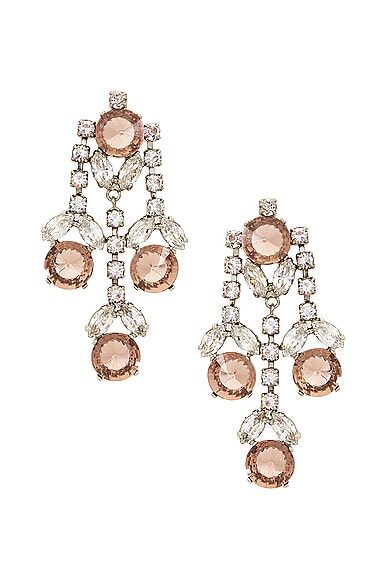 Wiederhoeft Crystal Drop Earrings in Silver & Warm Peach
