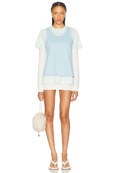 WARDROBE.NYC Layered Tee Mini Dress in Dove, Vapor, & Powder