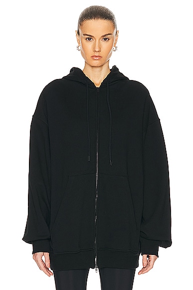 Shop Wardrobe.nyc Oversize Zip Hoodie In Black