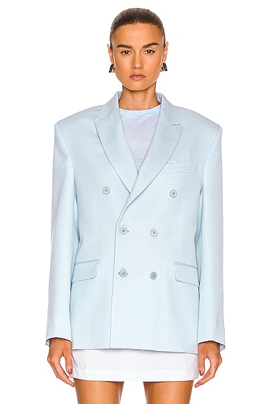 Double Breasted Blazer in Baby Blue Smart