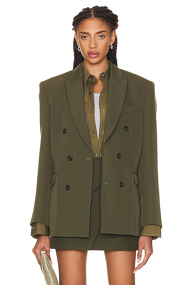 Shop Wardrobe.nyc Double Breasted Blazer In Military