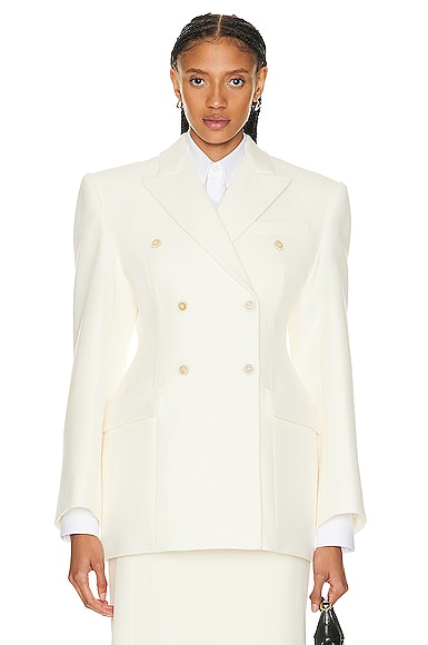 Shop Wardrobe.nyc Double Breasted Contour Blazer In Off White