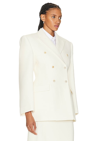Shop Wardrobe.nyc Double Breasted Contour Blazer In Off White